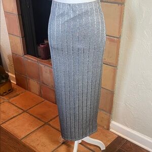 NBD Heathered Gray/Silver Lida Ribbed Midi Pencil SKirt, size S